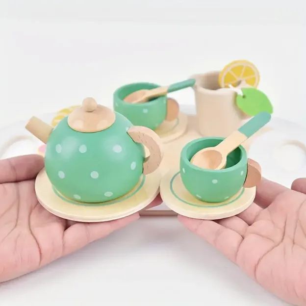 Personalized Kid's Wooden Afternoon Tea Play Set | CWToy49