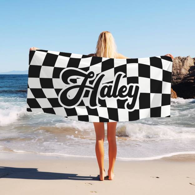 Personalized Lovely Checker Kid Towel for Summer & Beach | CWTowel113