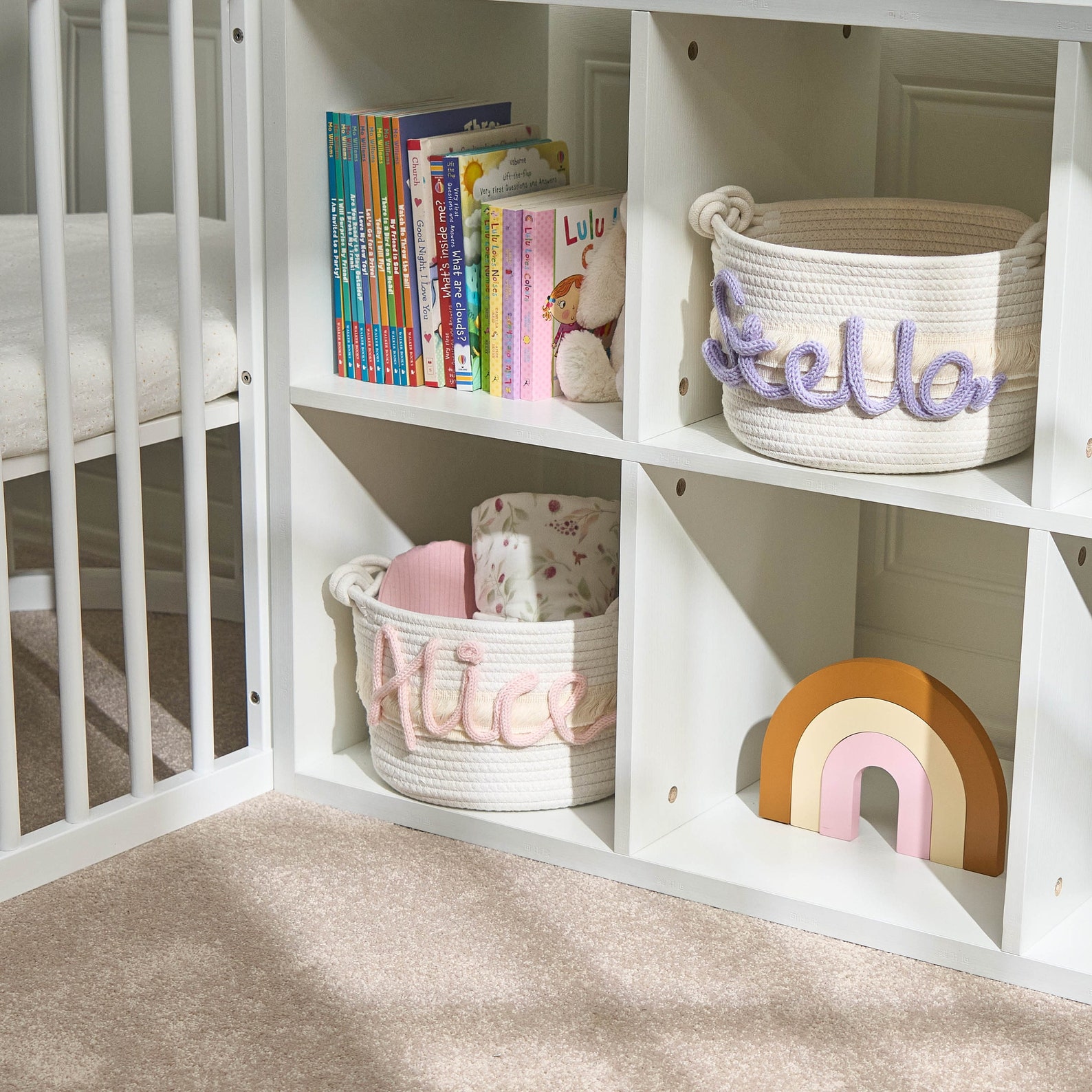 Personalized Knitted Wire Name Cotton Rope Basket | CWBaby91