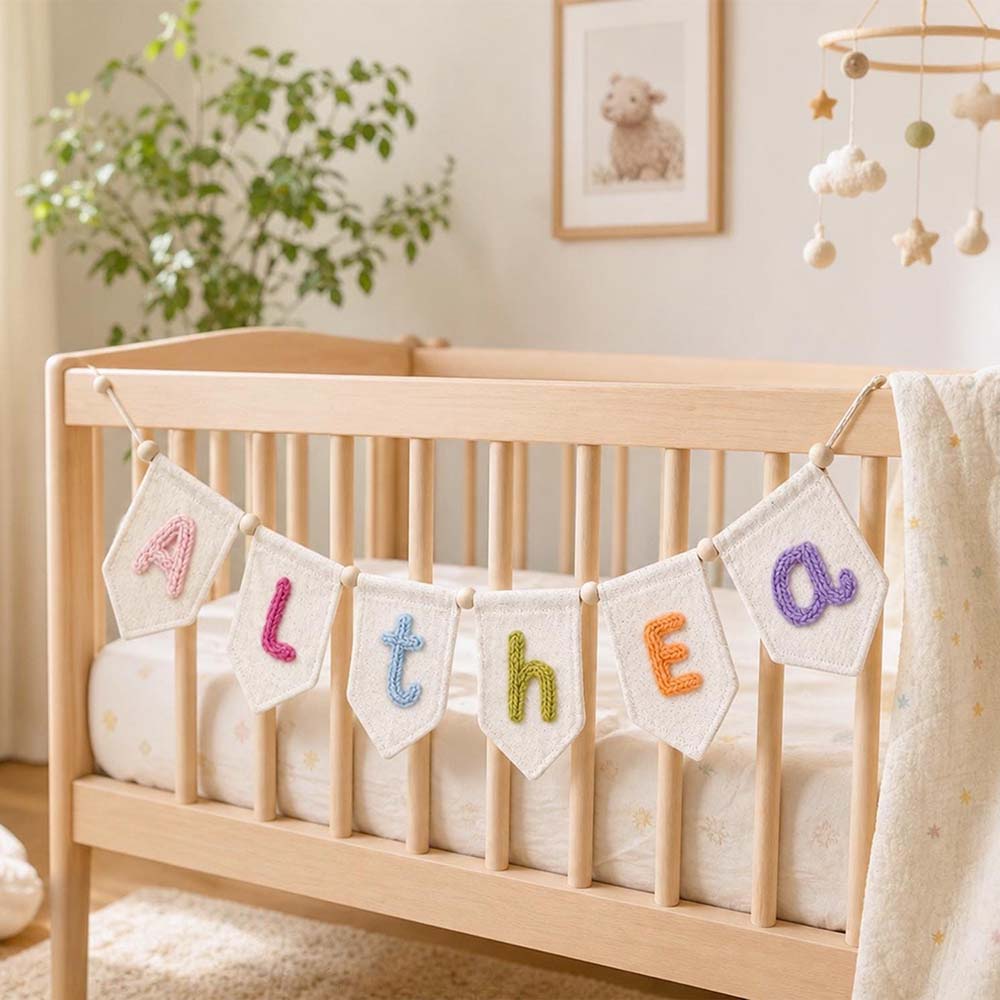 Personalized Hand Embroidered Yarn Letter Banner Decoration | CWGift105