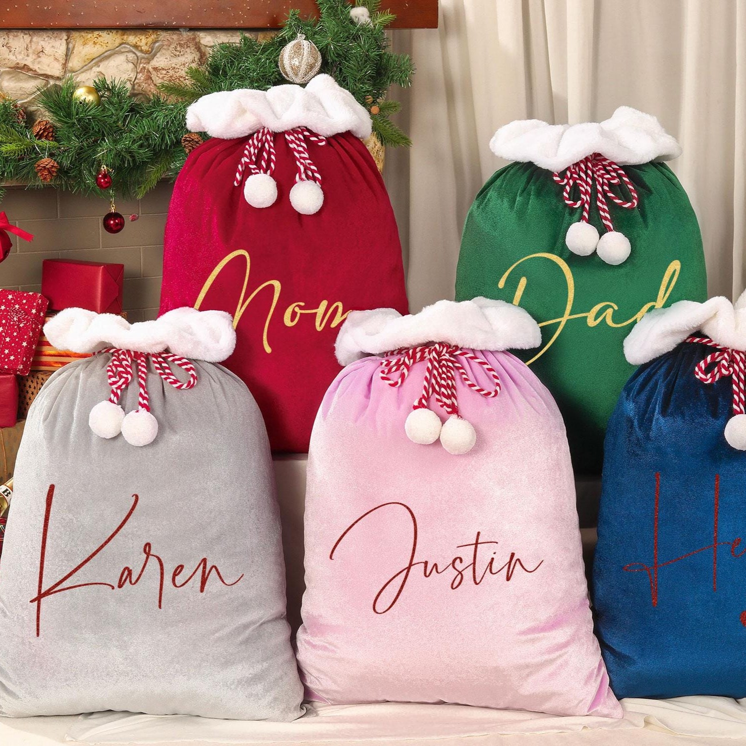 Personalized Christmas Velvet Santa Sack for Gifts | MCGift102