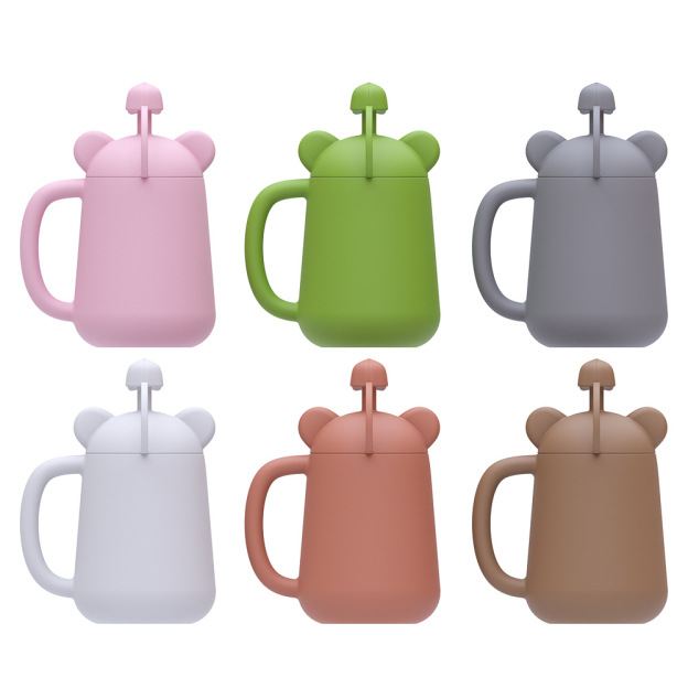 Personalized Silicone Cup with Lid and Straw | KidCup06