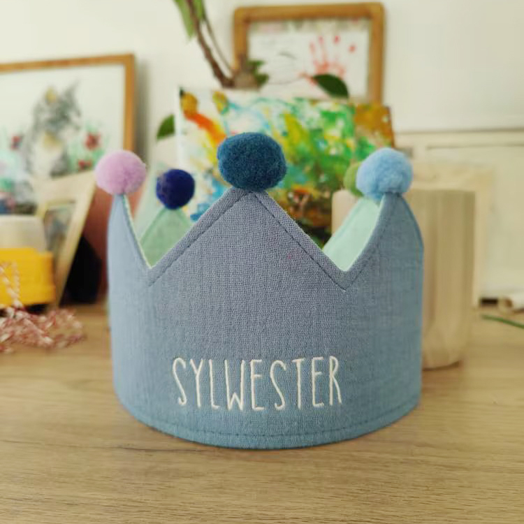 Personalized Hand Embroidered Baby First Birthday Crown | CWBaby210