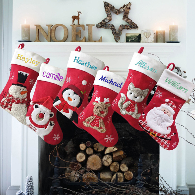 Personalized Embroidered Cute Pattern Christmas Stocking | MCGift39