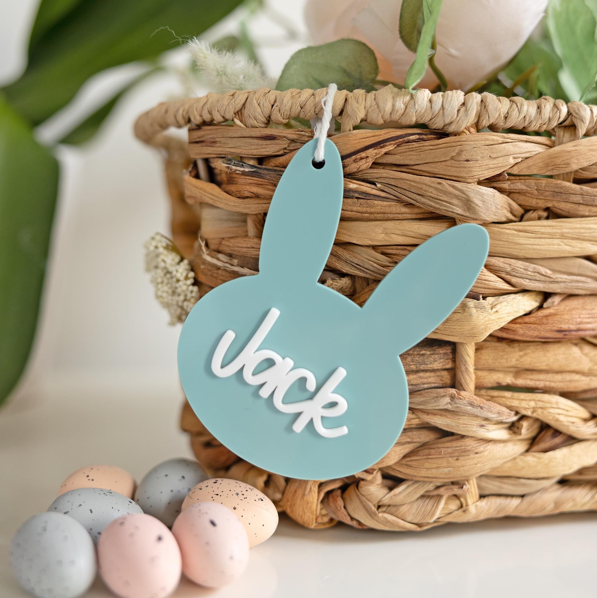Personalized 3D Printed Bunny Easter Basket Tags | CWEaster83
