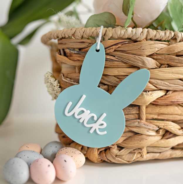 Personalized 3D Printed Bunny Easter Basket Tags | CWEaster83