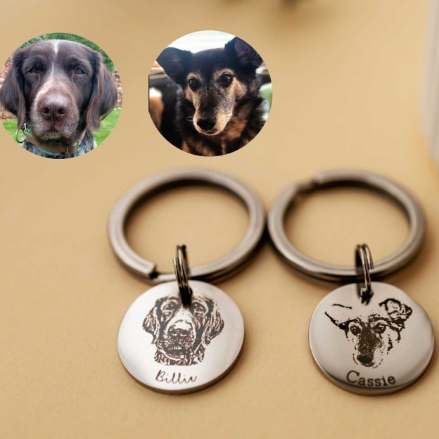 Personalized Engraved Pet Portrait Keychain | BKPet83