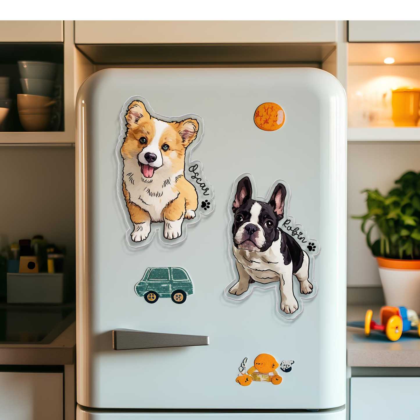 Personalized Illustrated Pet Portrait Fridge Photo Magnet | CWGift14