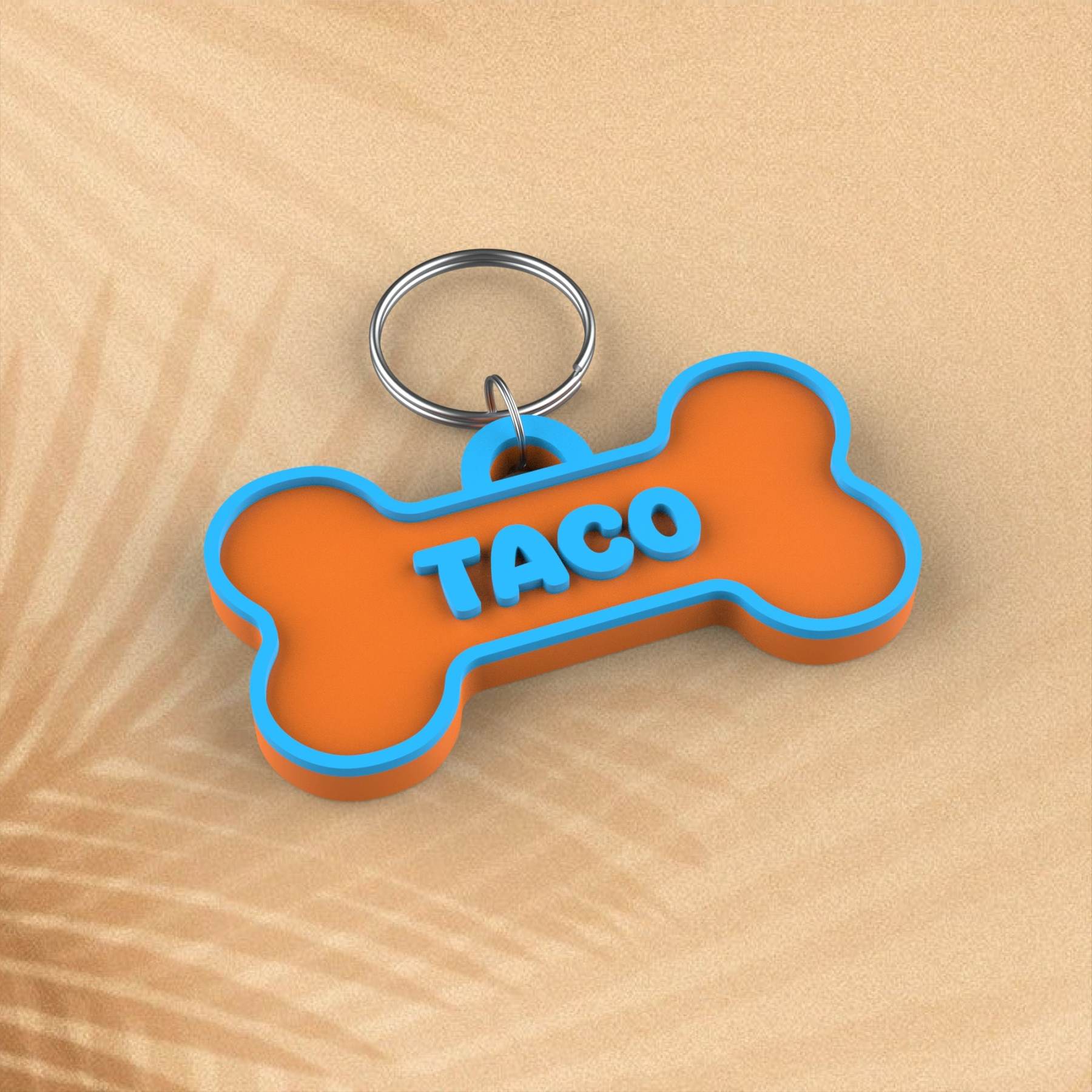 Personalized 3D Printed Bone-Shaped Dog ID Tag | BKPet356