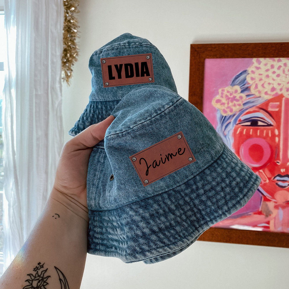 Personalized Leather Patch Denim Bucket Hat for Comfort & Unique | CWBeach83