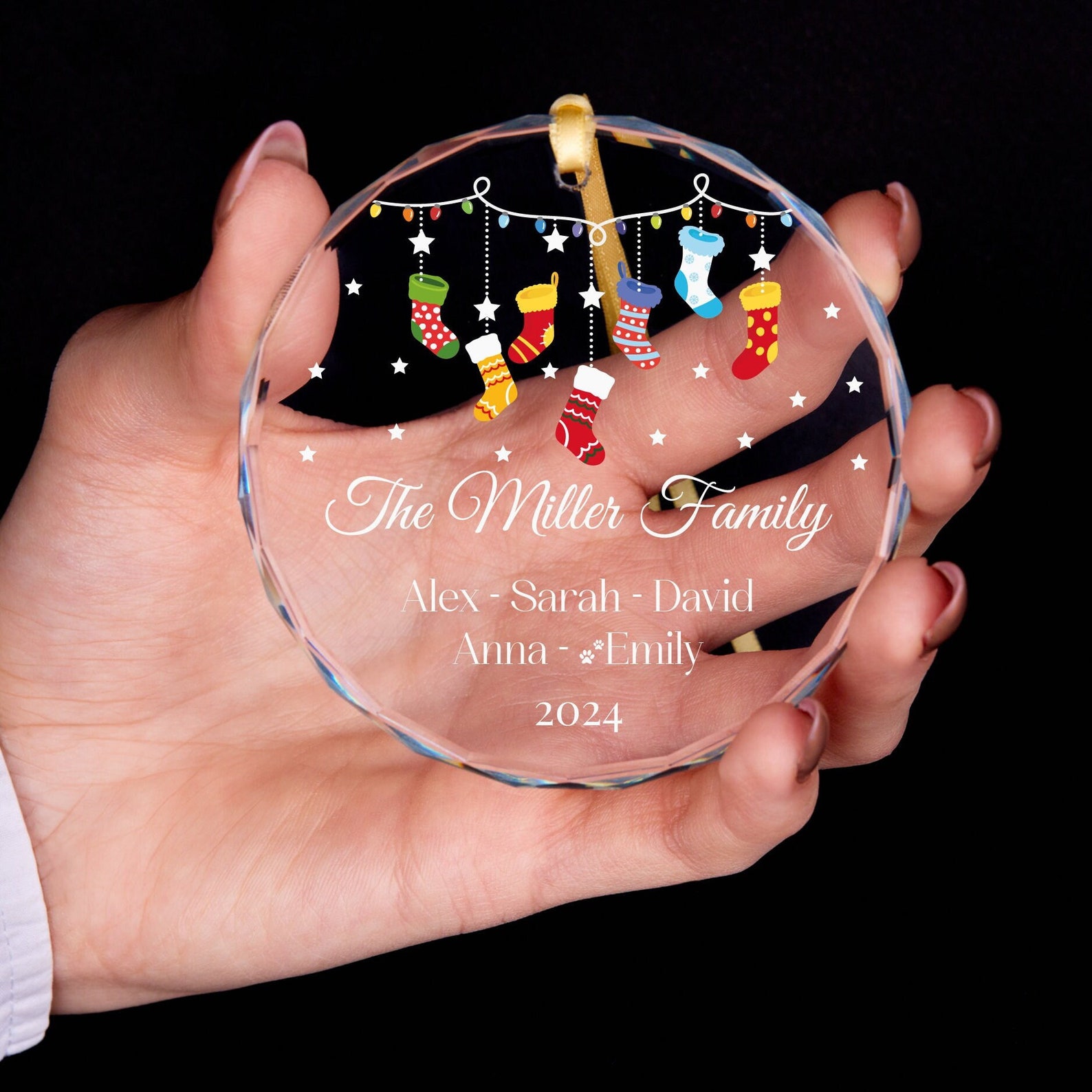 Personalized Glass Family Christmas Ornaments | CWGlass14