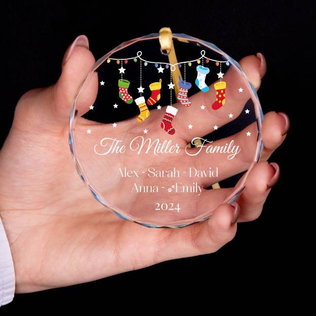 Personalized Glass Family Christmas Ornaments | CWGlass14