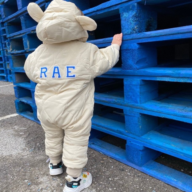 Personalized Hand Patch Kids Lightweight Puffer Romper | inJacket06