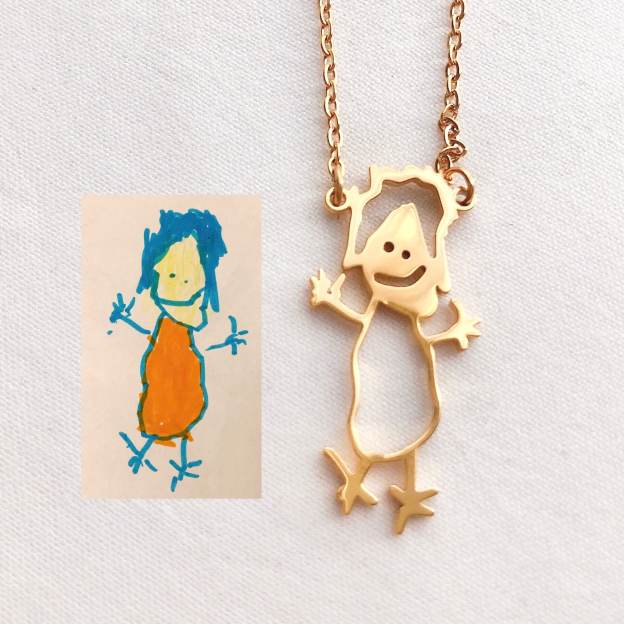 Personalized Kids Painting Artwork Necklace | CWJewelry01