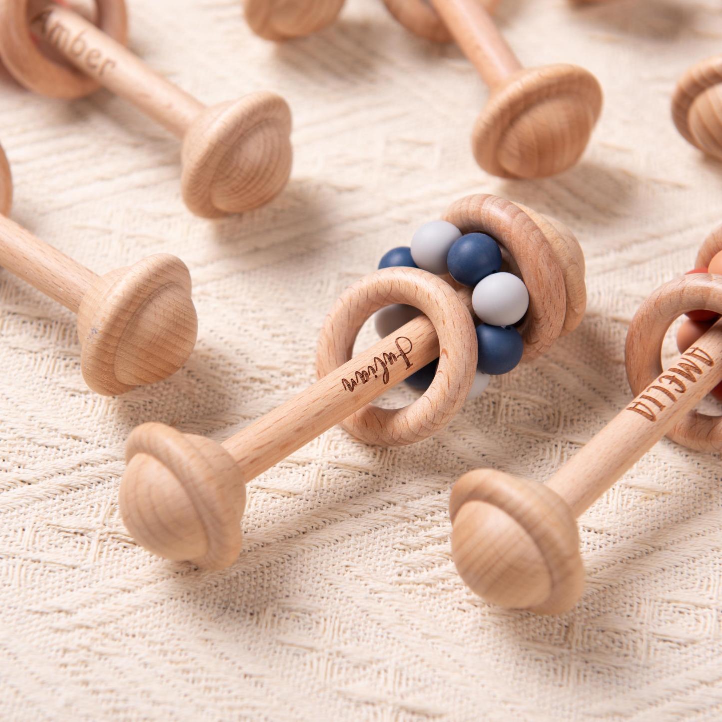 Personalized Baby Sensory Toys Wooden Rattle | CWToy150