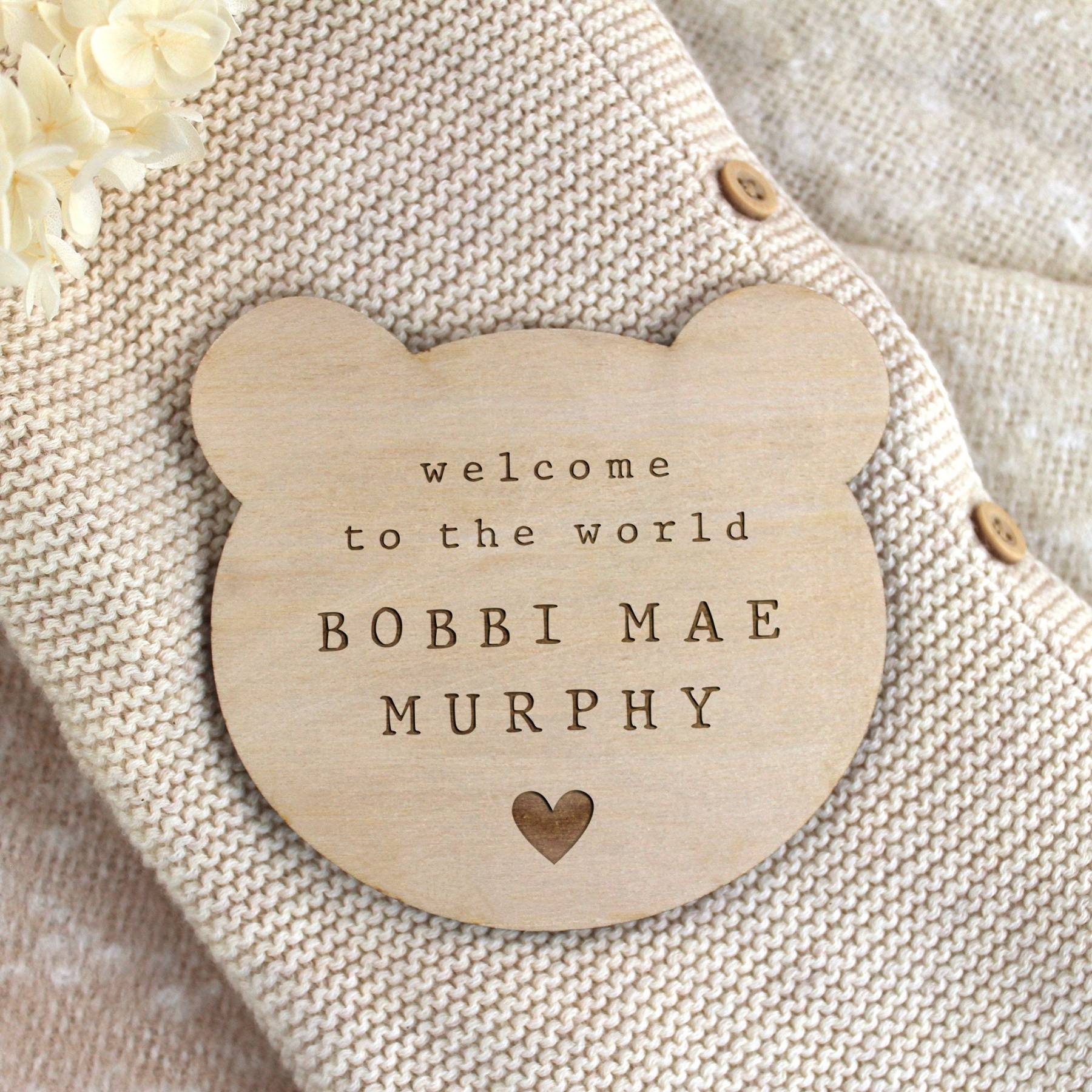 Personalized Wooden Newborn Baby Name Sign | CWBaby162