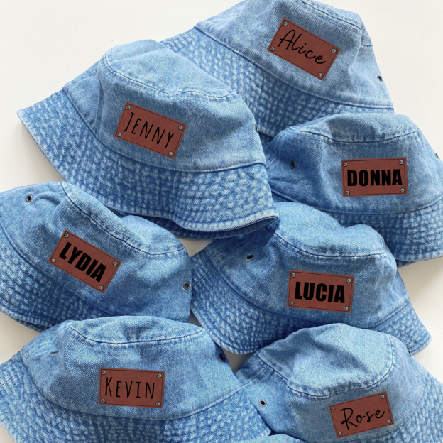 Personalized Leather Patch Denim Bucket Hat for Comfort & Unique | CWBeach83