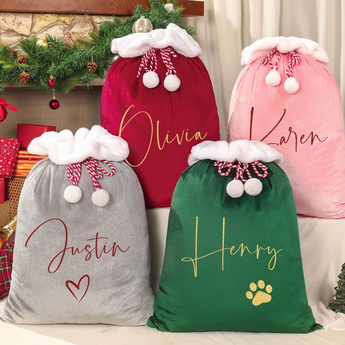 Personalized Christmas Velvet Santa Sack for Gifts | MCGift102