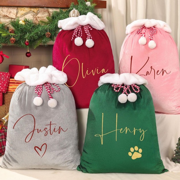 Personalized Christmas Velvet Santa Sack for Gifts | MCGift102