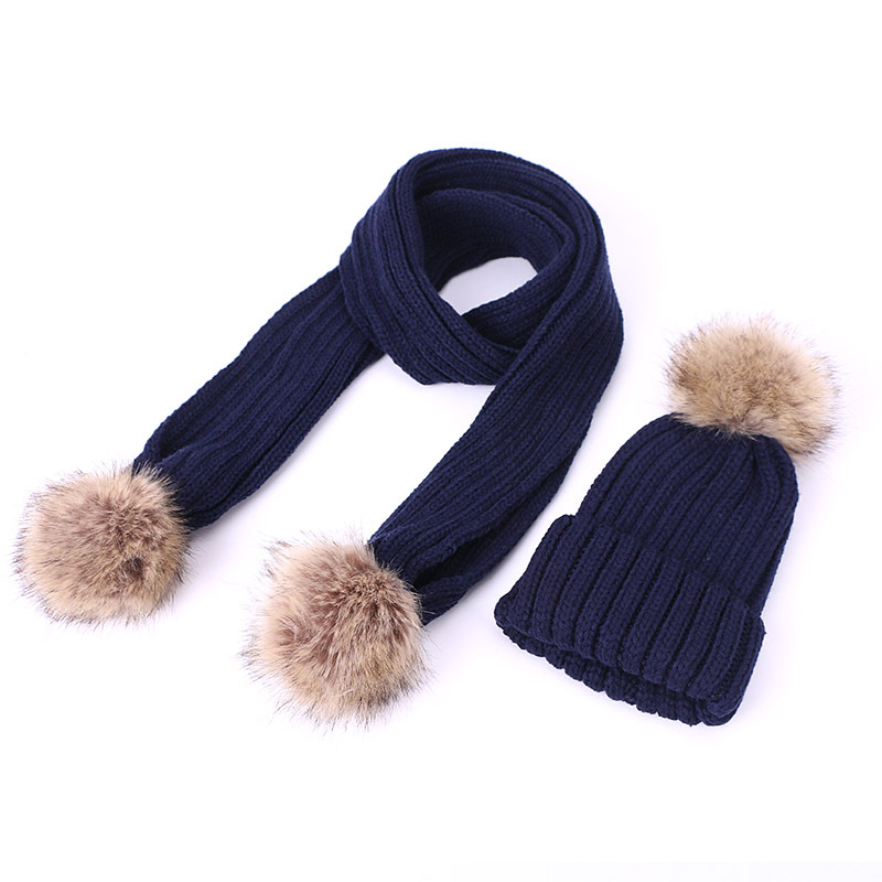Personalized Embroidery Kid Pom Pom Hat With Scarf | HSKid48