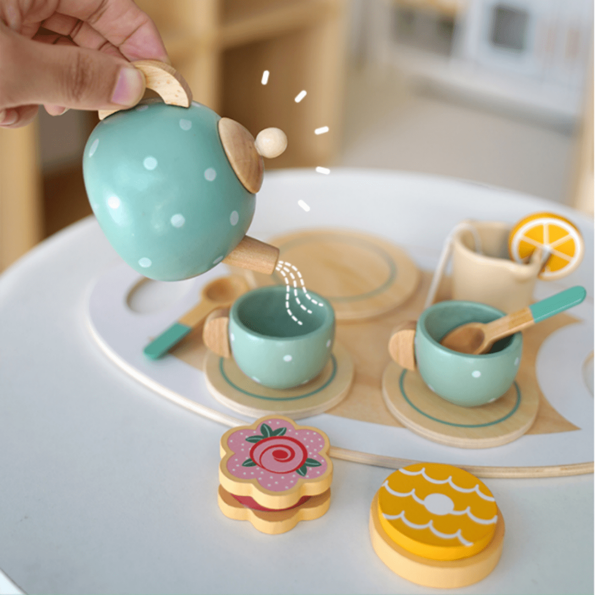 Personalized Kid's Wooden Afternoon Tea Play Set | CWToy49