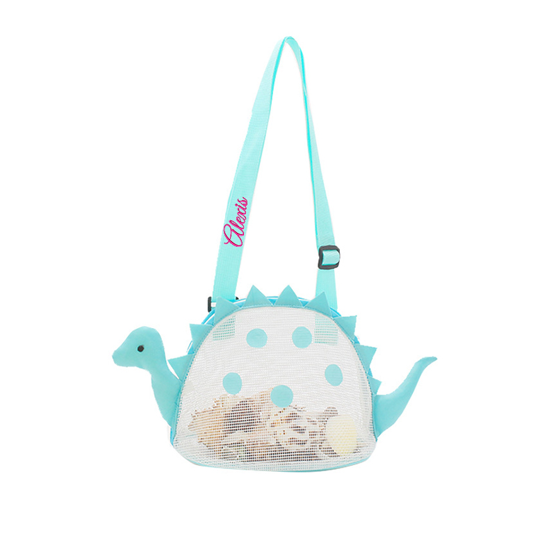 Personalized Dinosaur Seashell Zipper Mesh Beach Bag | CWBeach97