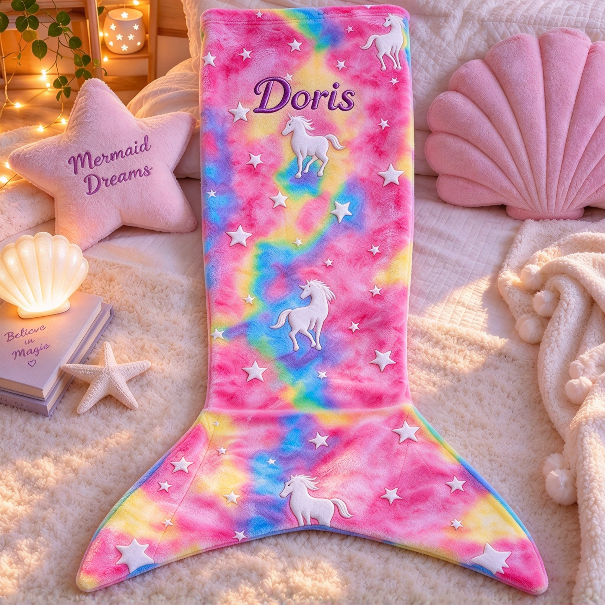 Personalized Dreamy Soft & Comfortable Mermaid Tail Blanket | CWBaby561