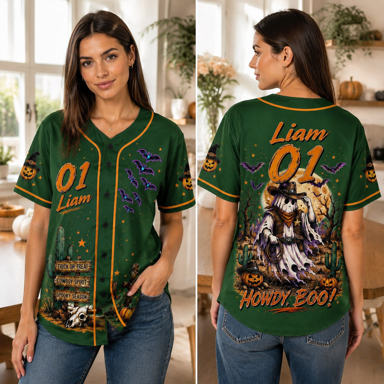 Personalized Halloween Button Up Baseball Jersey For Kid & Adult | CWHalloween100
