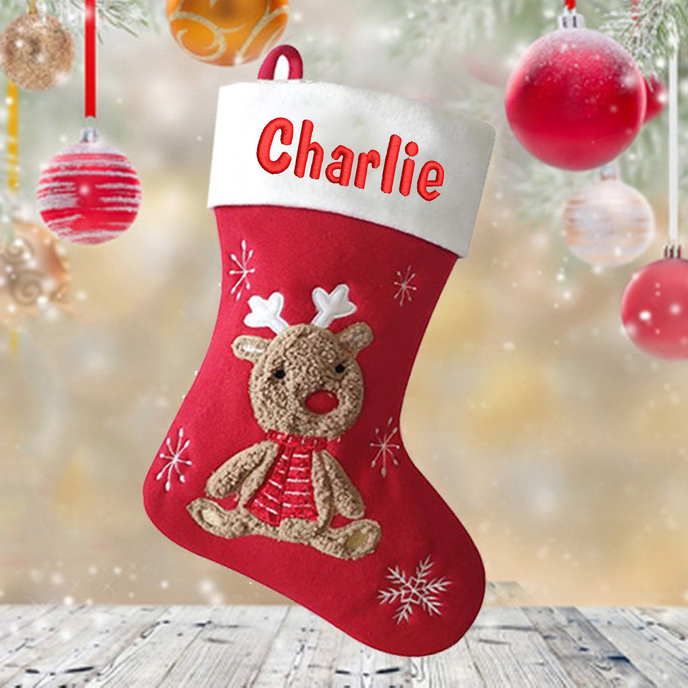 Personalized Embroidered Cute Pattern Christmas Stocking | MCGift39
