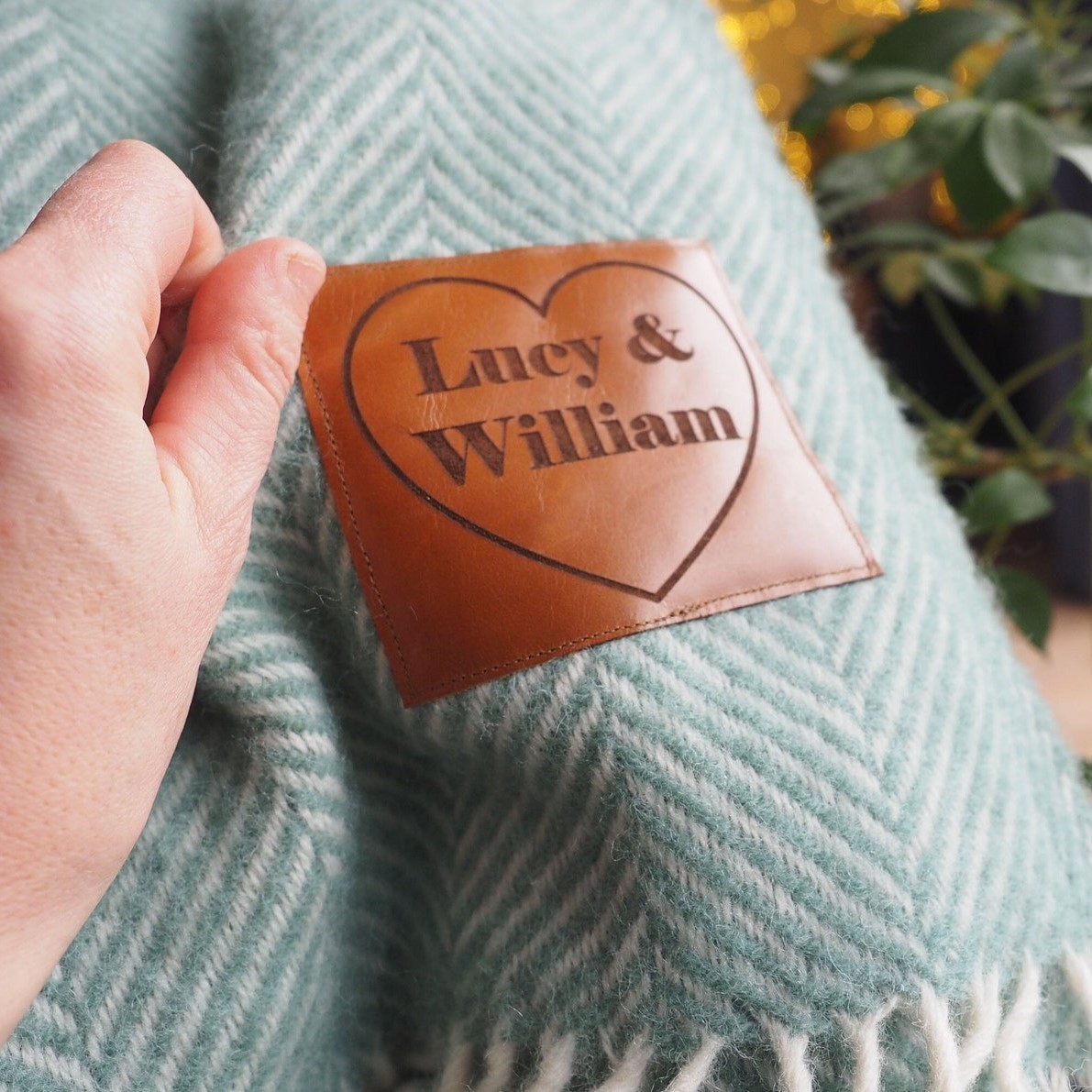 Personalised Message Leather Patch Warm Blanket | BKKid111