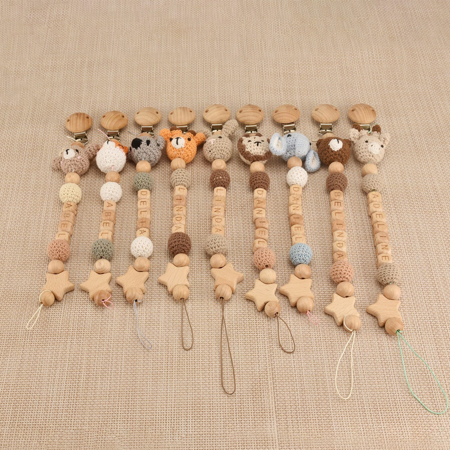 Personalized Baby Pacifier Crocheted Animal Clip | CWToy148