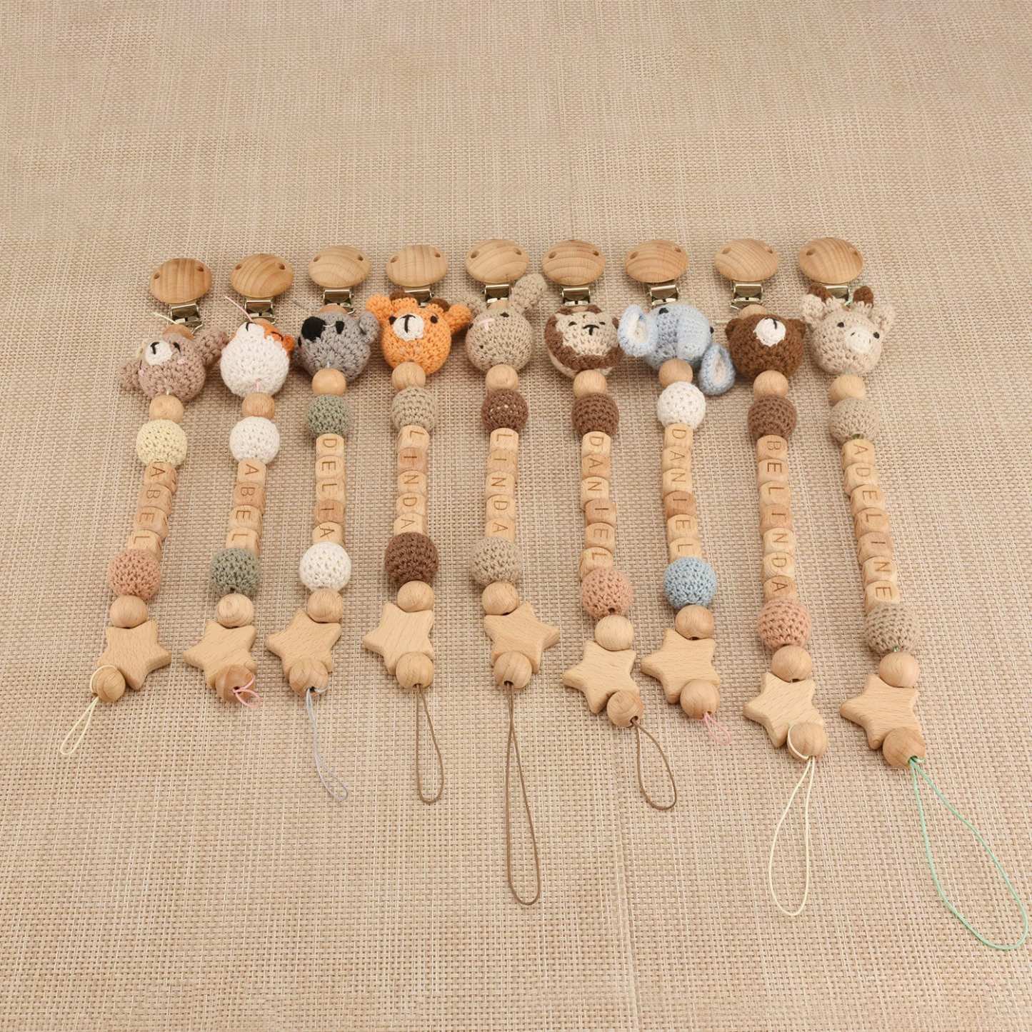 Personalized Baby Pacifier Crocheted Animal Clip | CWToy148