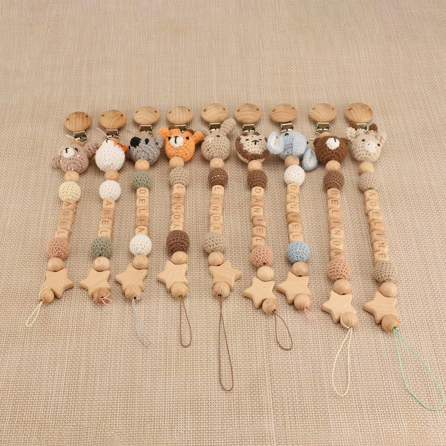 Personalized Baby Pacifier Crocheted Animal Clip | CWToy148