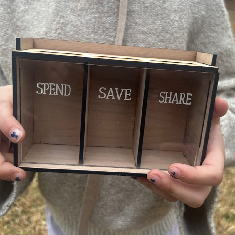 Personalized Kids Save Give Invest Spend Money Bank | CWToy7101