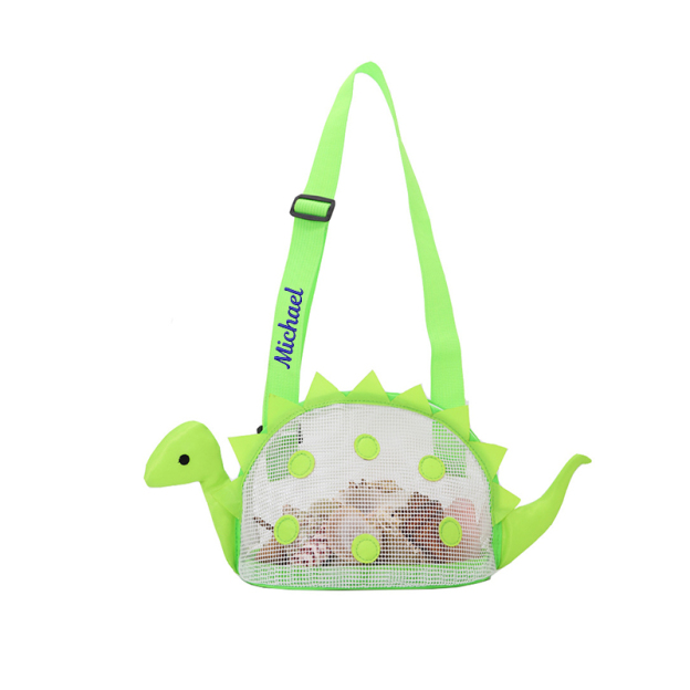 Personalized Dinosaur Seashell Zipper Mesh Beach Bag | CWBeach97