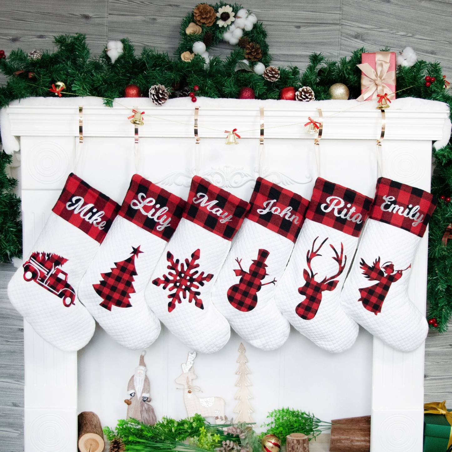 Personalized Buffalo Plaid Christmas Stocking | MCGift58