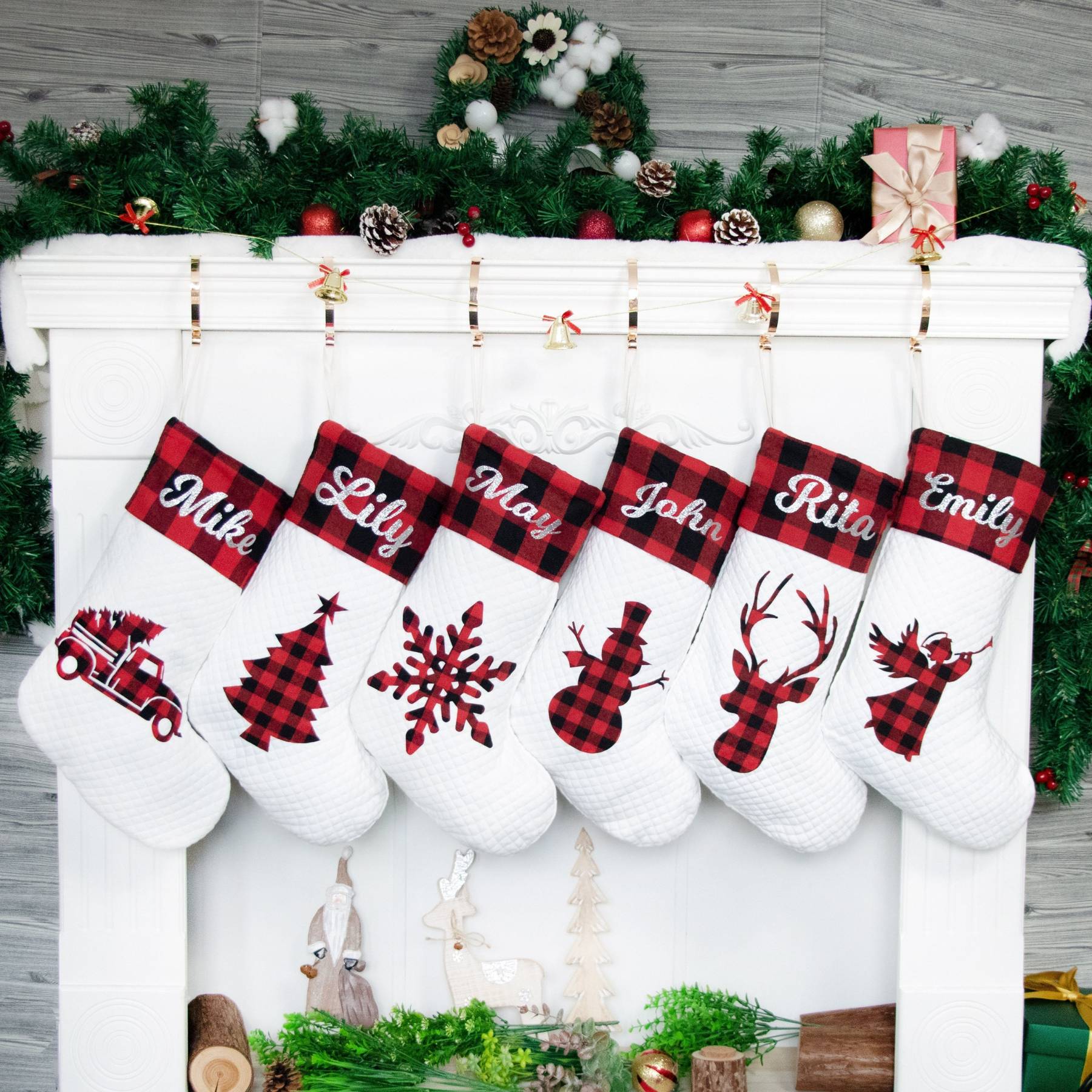 Personalized Buffalo Plaid Christmas Stocking | MCGift58