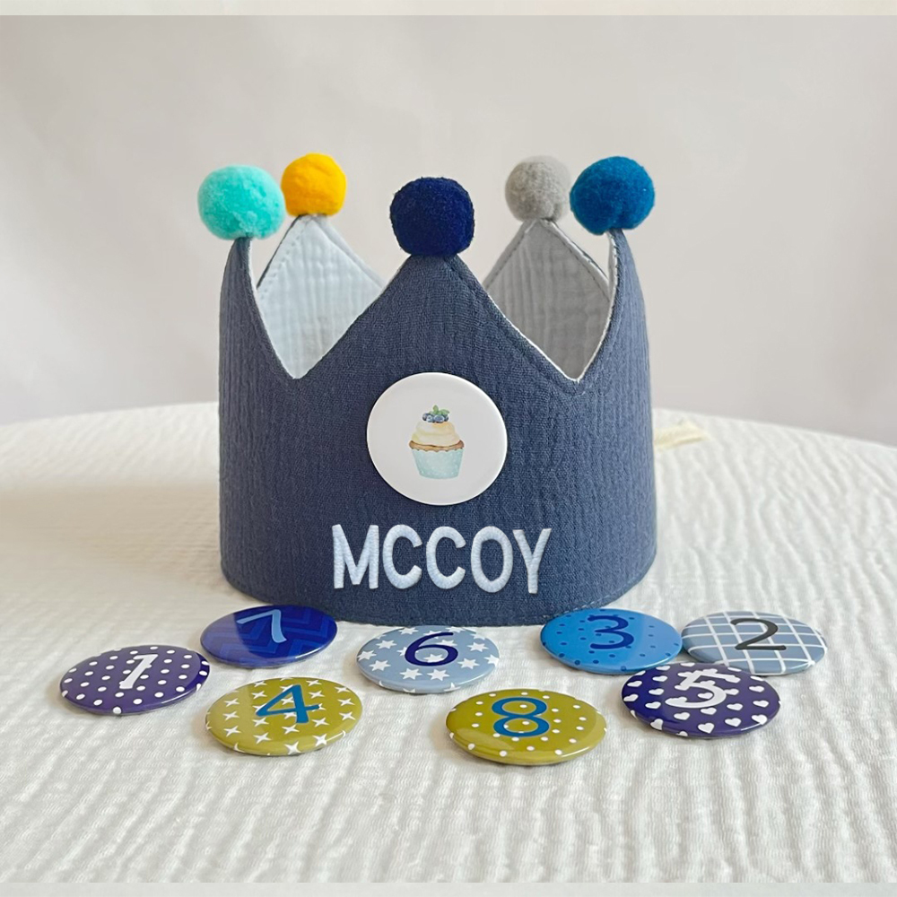 Personalized Hand Embroidered Baby First Birthday Crown | CWBaby210