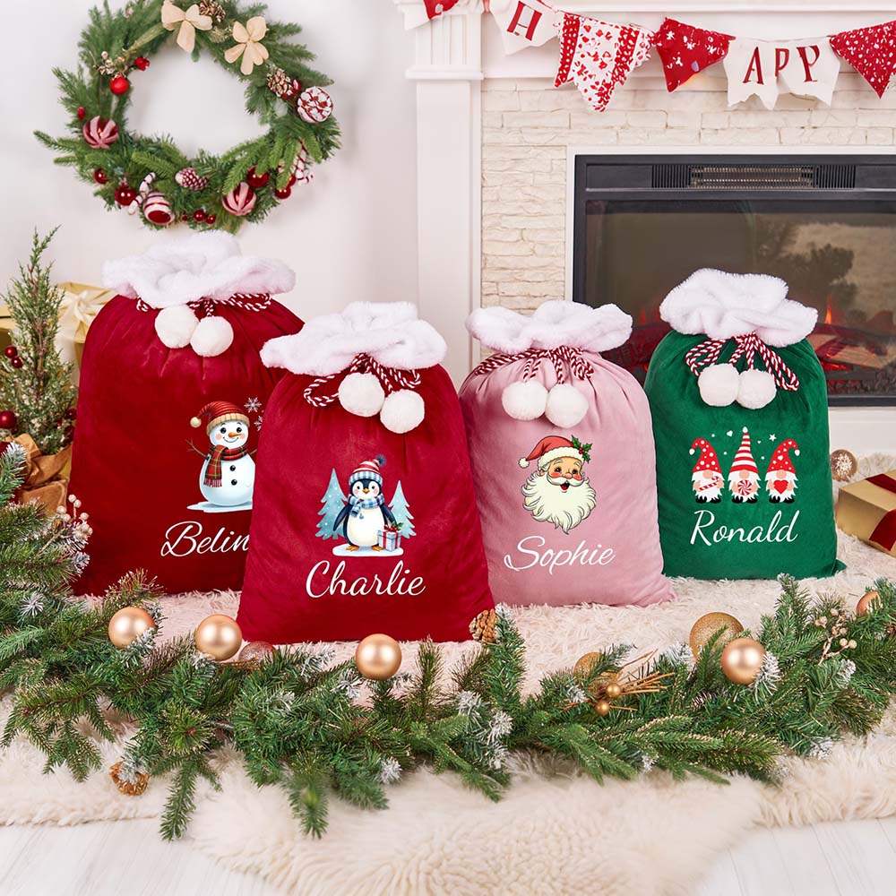 Personalized Christmas Santa Family Sack with Name | MCGift393
