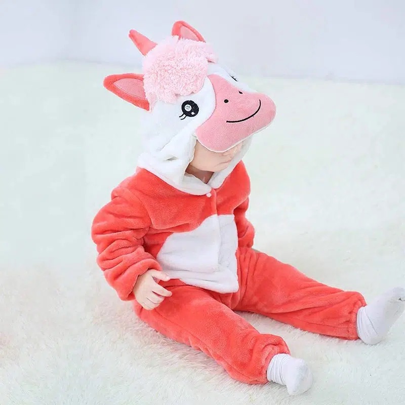 Personalized Leather Patch Baby Animal Romper  | CWBaby122