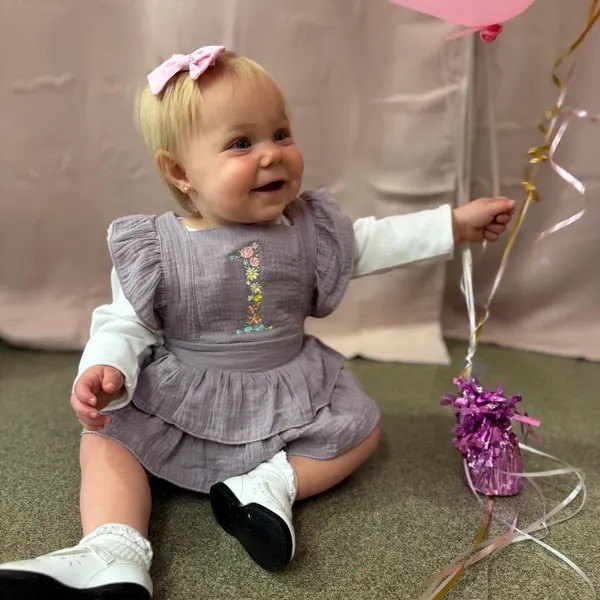 Personalized Embroidery Floral Name Ruffle Romper | CWBaby212