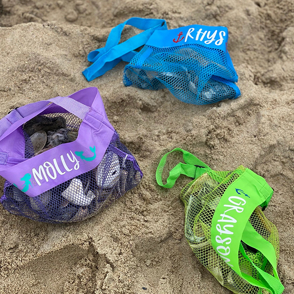 Personalized Seashell Collection Mesh Beach Bag | CWBeach148