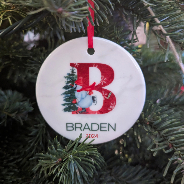 Personalized Christmas Snowman Monogram Ornaments Decoration | MCGift3609