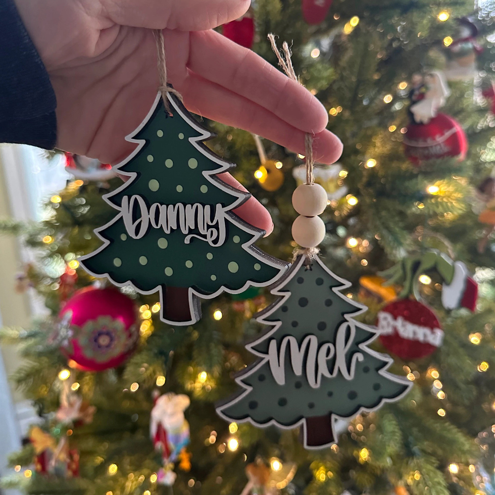 Personalized Colorful Christmas Tree Wood Ornament | MCGift69