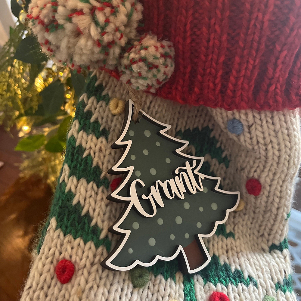 Personalized Colorful Christmas Tree Wood Ornament | MCGift69