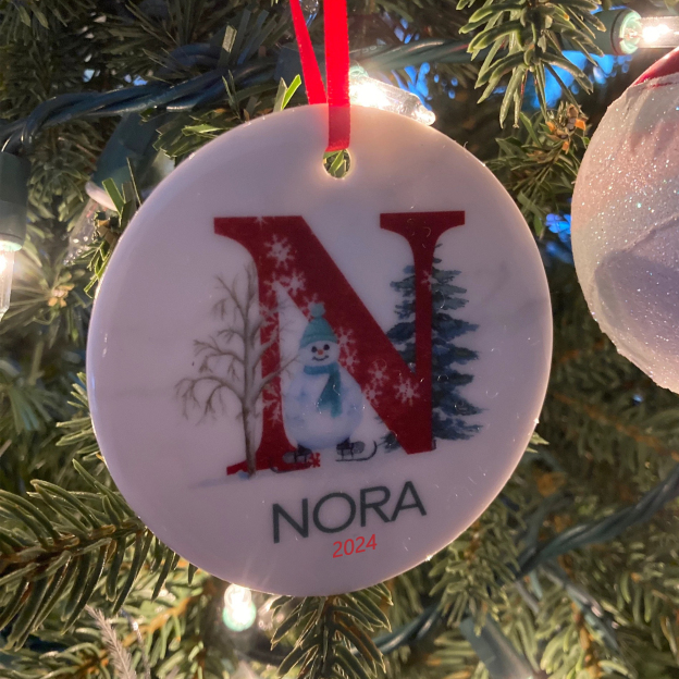 Personalized Christmas Snowman Monogram Ornaments Decoration | MCGift3609