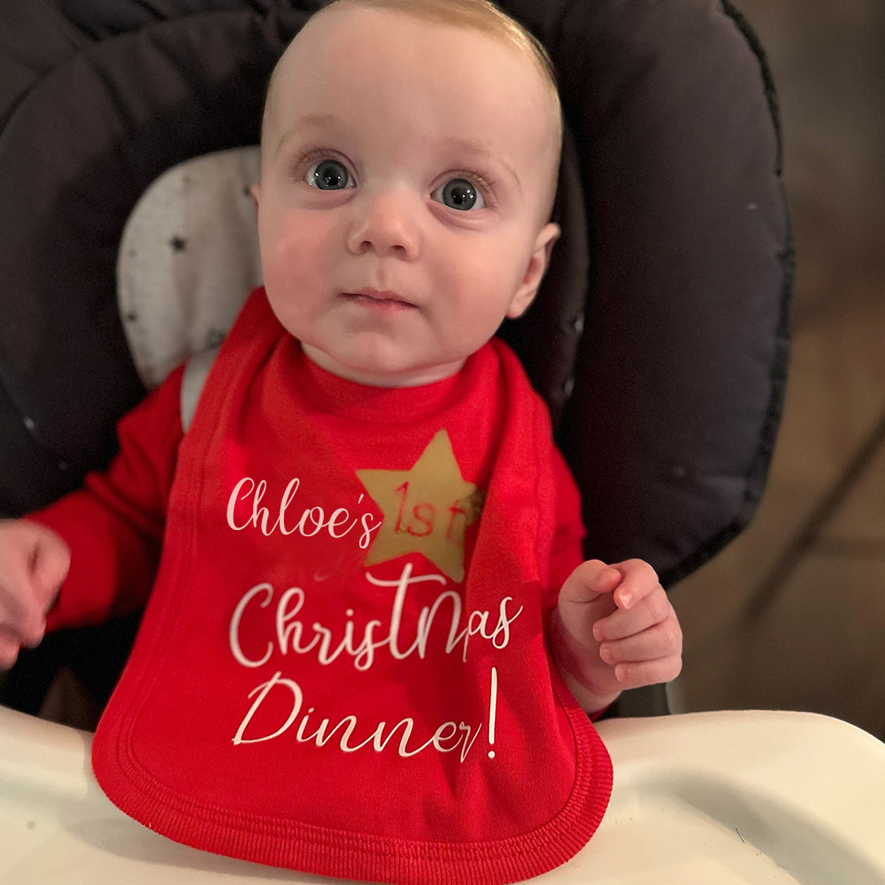 Personalized Baby Romper with Bib Set For Christmas Dinner | MCGift99