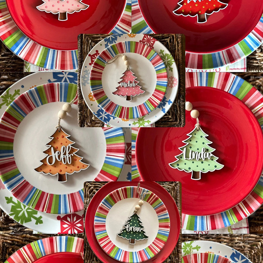 Personalized Colorful Christmas Tree Wood Ornament | MCGift69