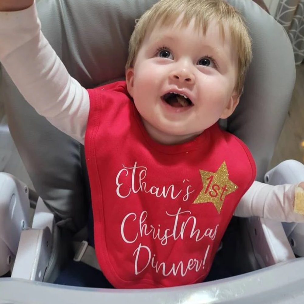 Personalized Baby Romper with Bib Set For Christmas Dinner | MCGift99