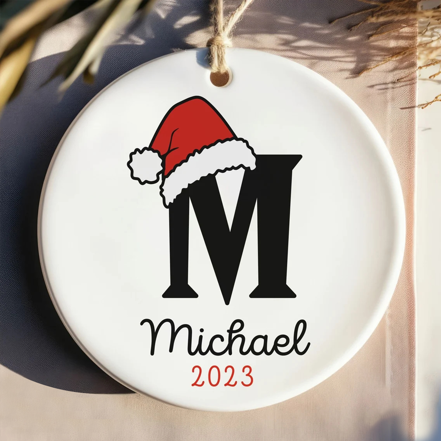 Personalized Christmas Hat Monogram Ornaments Decoration | MCGift5707